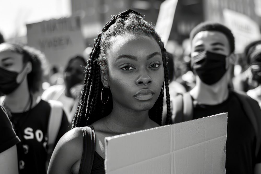Black woman wear black protest photo photography.