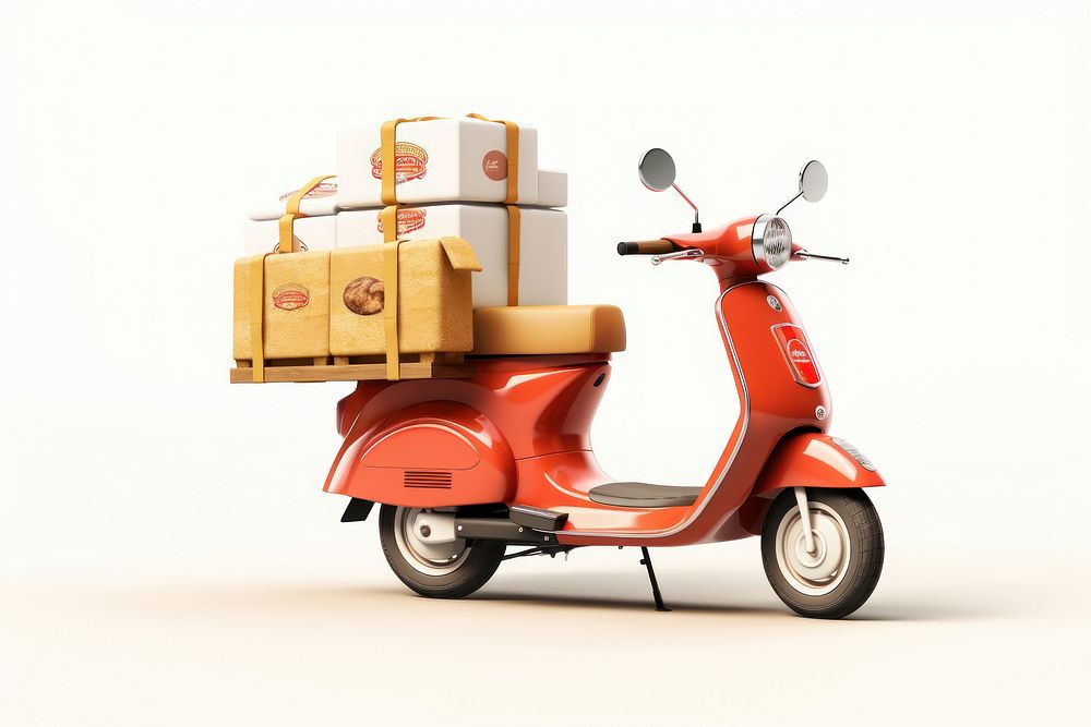 Food delivery transportation motorcycle cardboard.