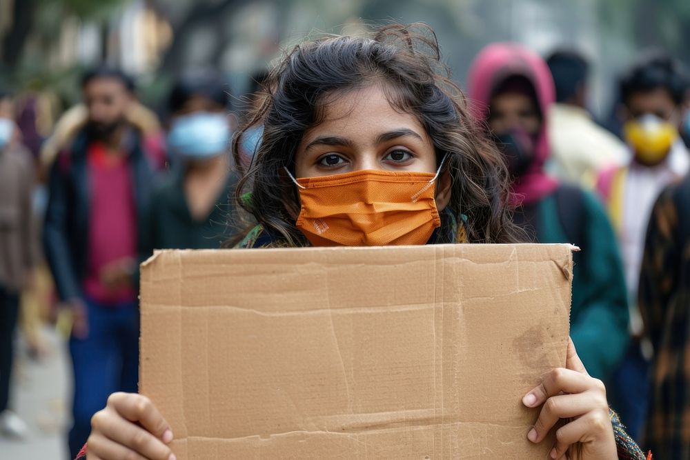 Indian teenager wear mask person female human.