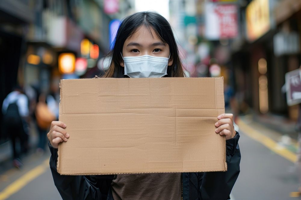 South east asian teenager wear mask female person child.