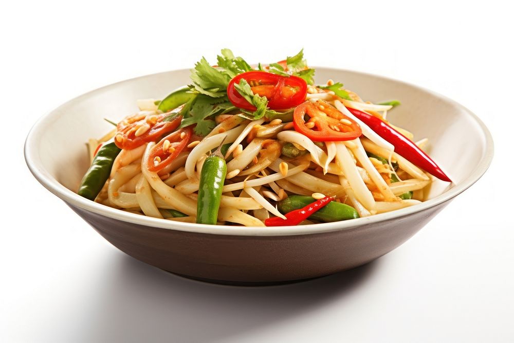 Spicy Green Papaya Salad spaghetti produce noodle.