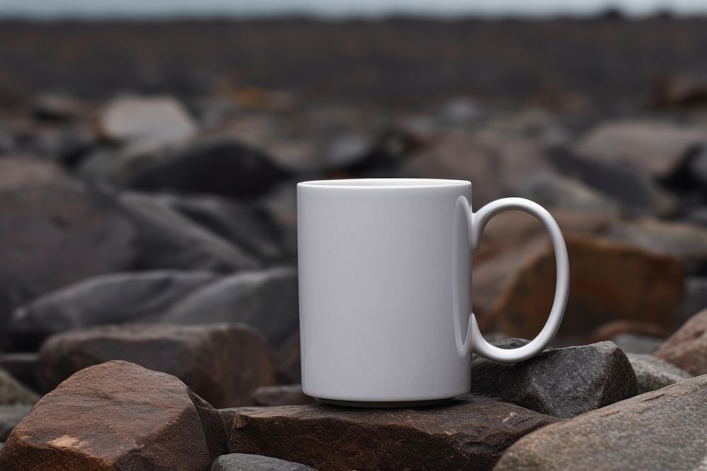 Mug mockup rock beverage coffee.