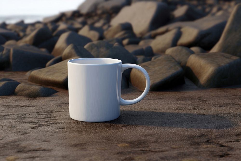 Mug mockup rock porcelain beverage.