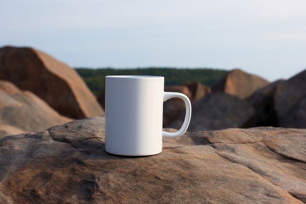 Mug mockup rock beverage coffee.