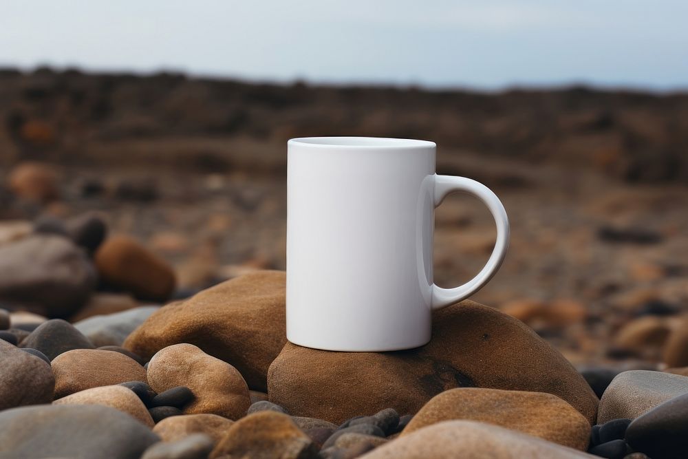 Mug mockup rock beverage wildlife.
