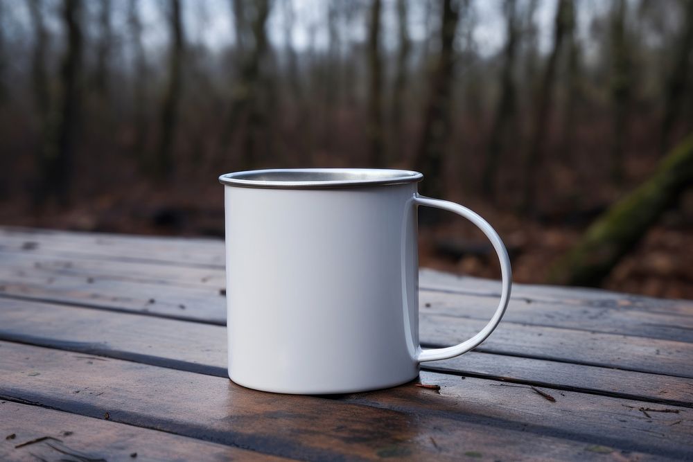 Stainless steel mug mockup porcelain beverage pottery.