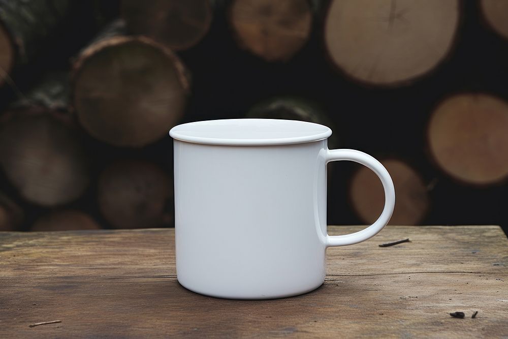 Enamel mug mockup beverage cookware coffee.
