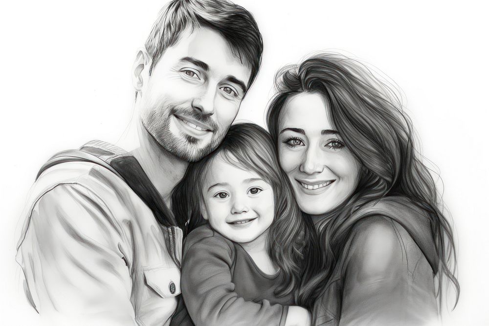 Family sketch art illustrated.