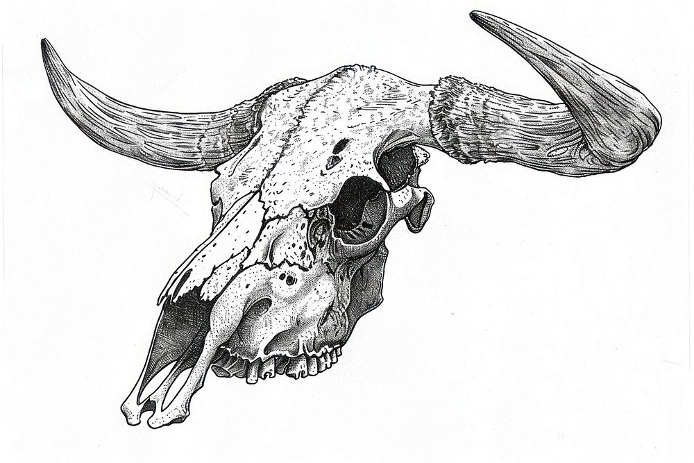 Animal skull drawing mammal cattle.