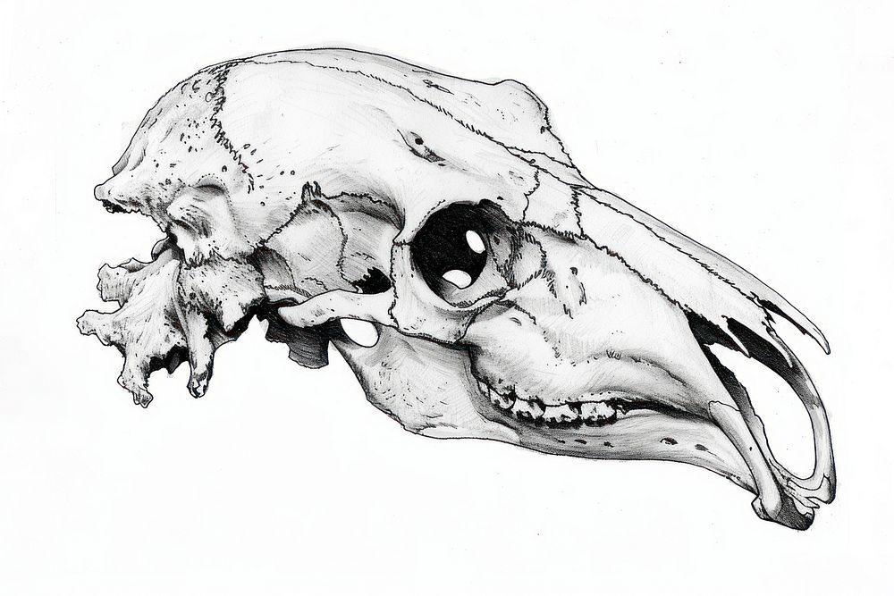 Animal skull drawing sketch art.
