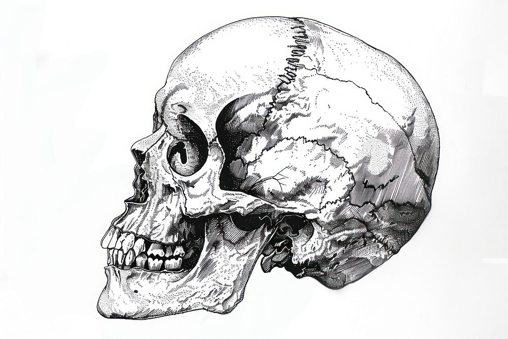 Skull drawing sketch art.