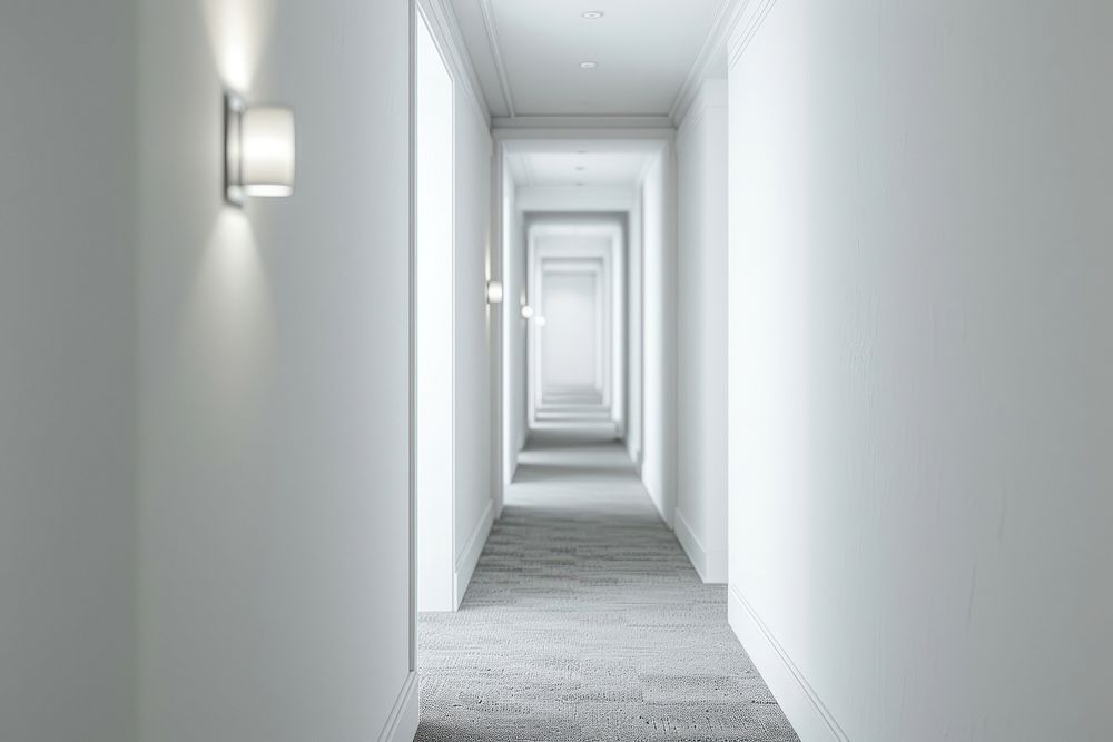 Corridor hotel indoors hallway lamp.