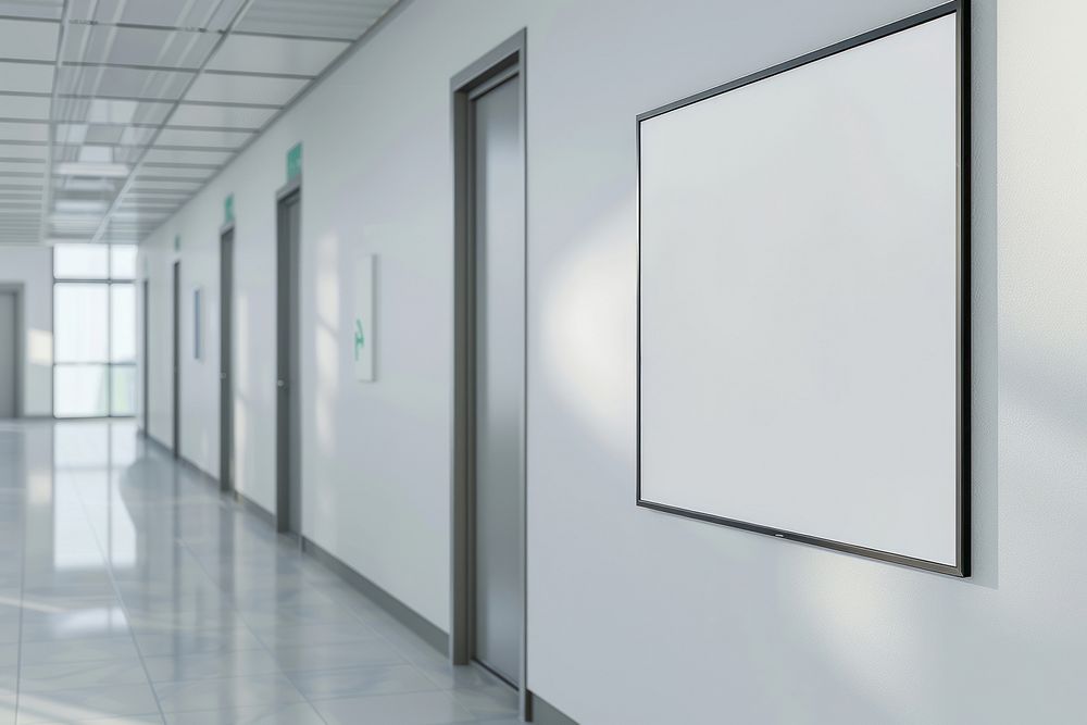 Hospital indoors white board.