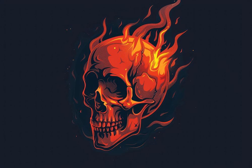 Skull on fire creativity darkness igniting.