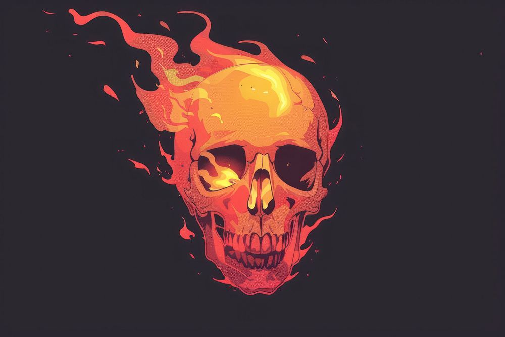 Skull on fire creativity darkness glowing.