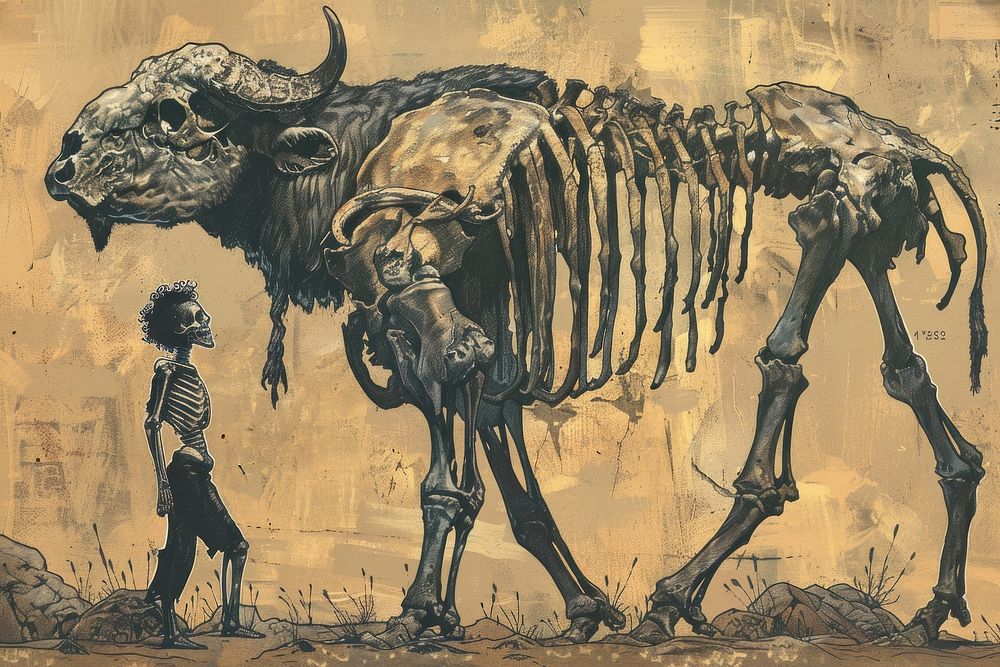 Skeleton buffalo skeleton animal mammal | Premium Photo Illustration ...