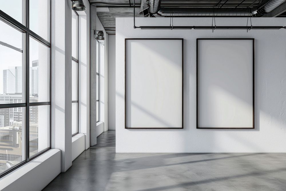 Blank picture frame mockups room architecture painting.