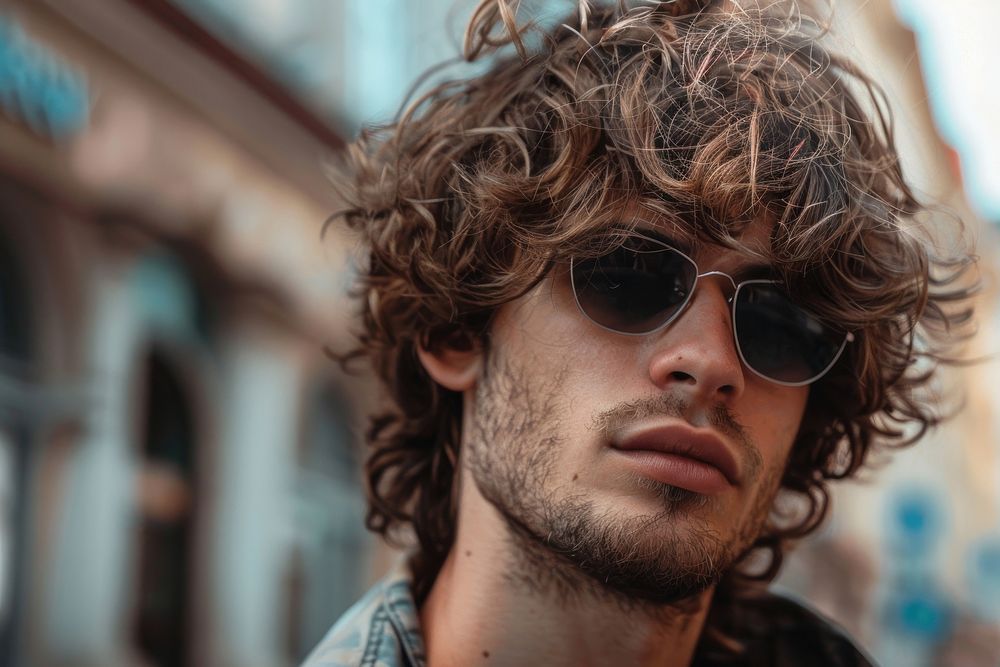 Sunglasses hairstyle adult man.