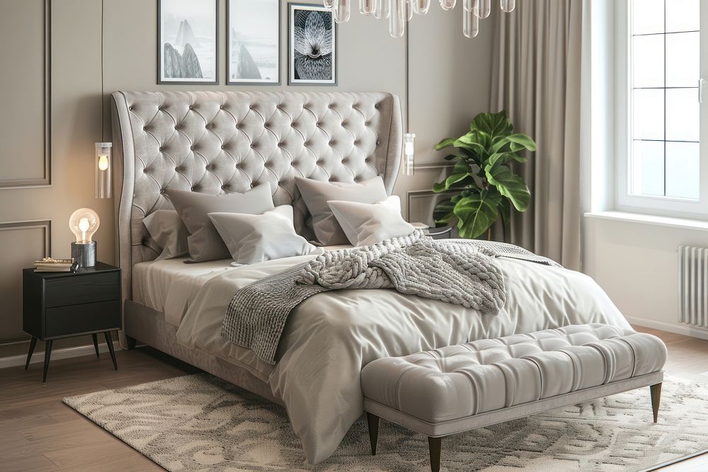 Modern style bedrooom interior furniture painting cushion.