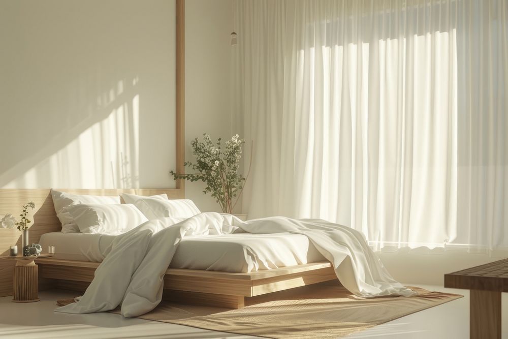 Minimal style bedrooom interior furniture indoors cushion.