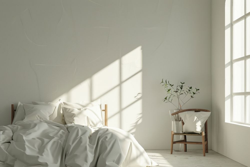 Minimal style bedrooom interior windowsill furniture cushion.