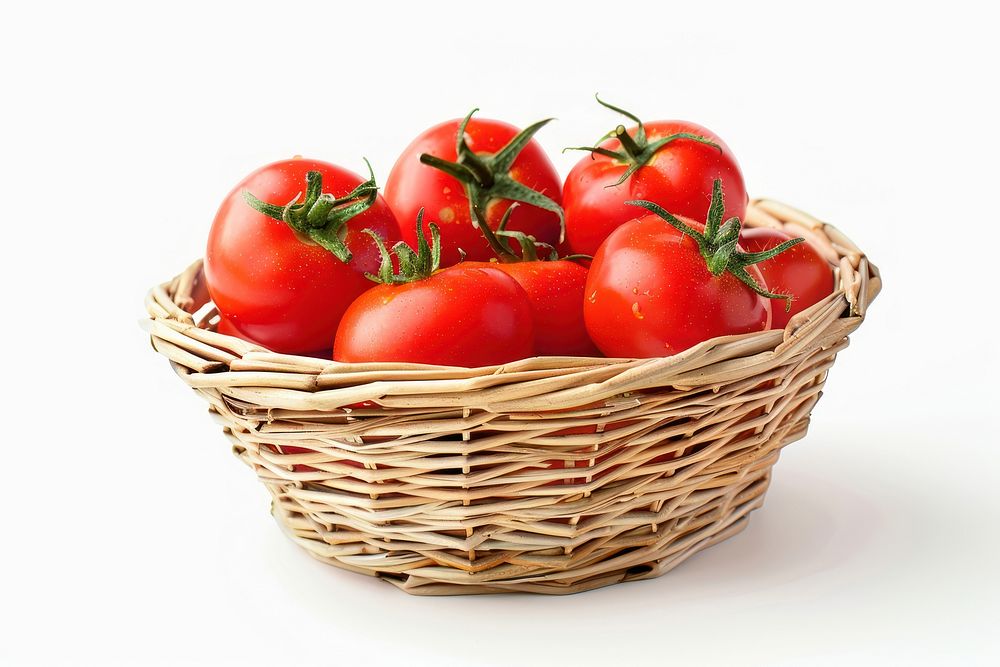 Tomatoes in a basket vegetable plant food.