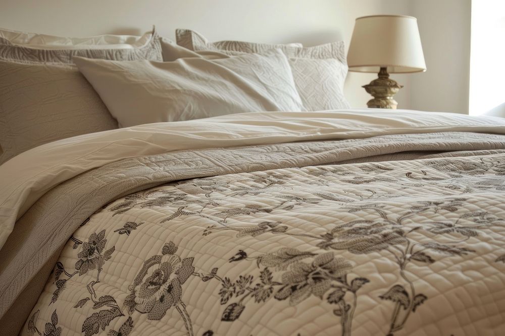 Bedroom interior design furniture blanket quilt.