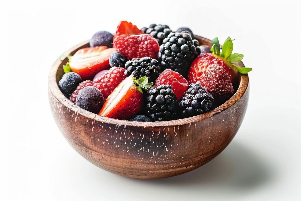 Berry acai bowl strawberry blackberry blueberry.