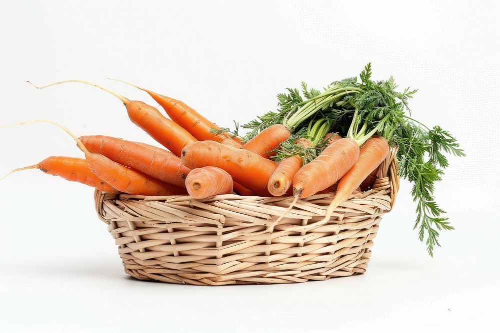 Carrots in a basket vegetable plant food.