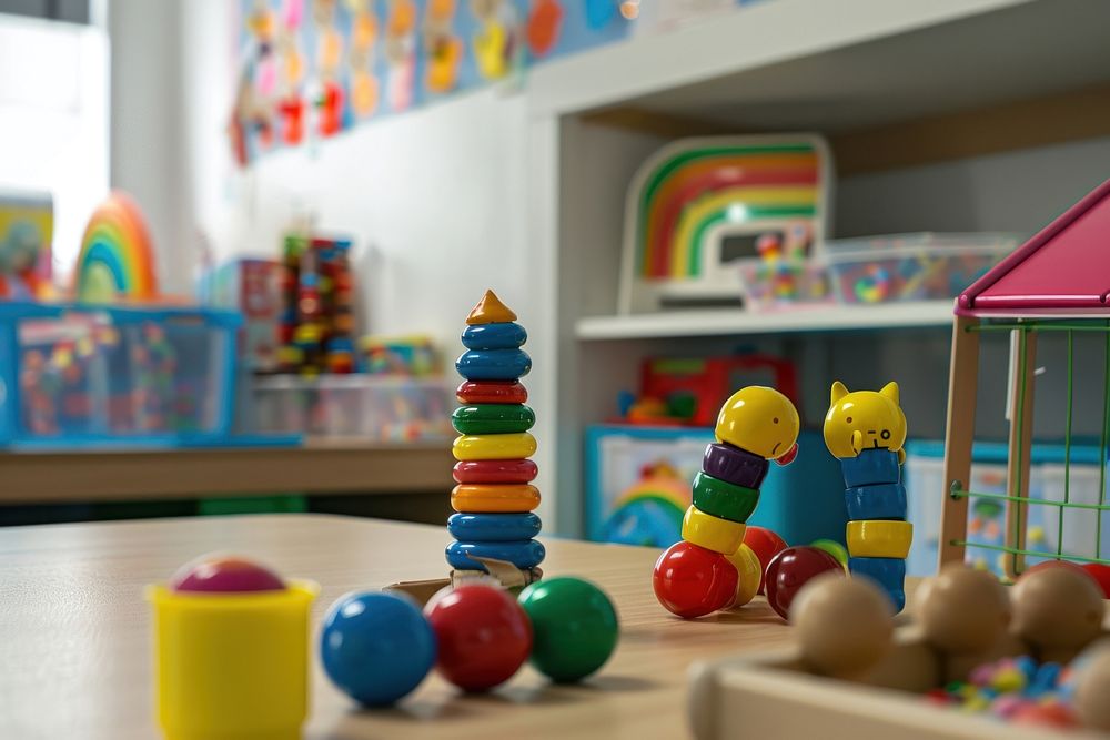 Childcare center toy indoors play area.