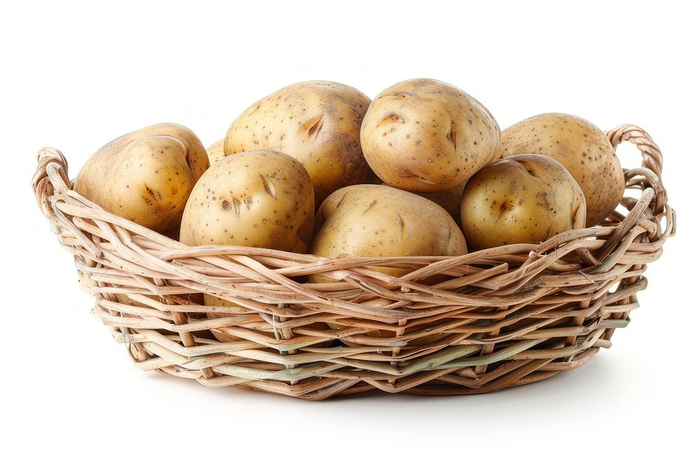 Potatoes in a basket vegetable plant food.