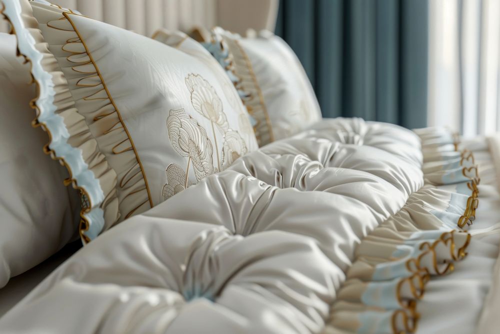 Luxury style bedrooom interior furniture cushion pillow.