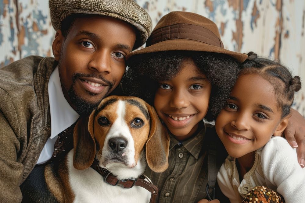 Black family and beagle dog photo happy photography.