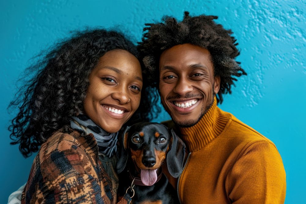 Black family and dachshund dog happy photo photography.
