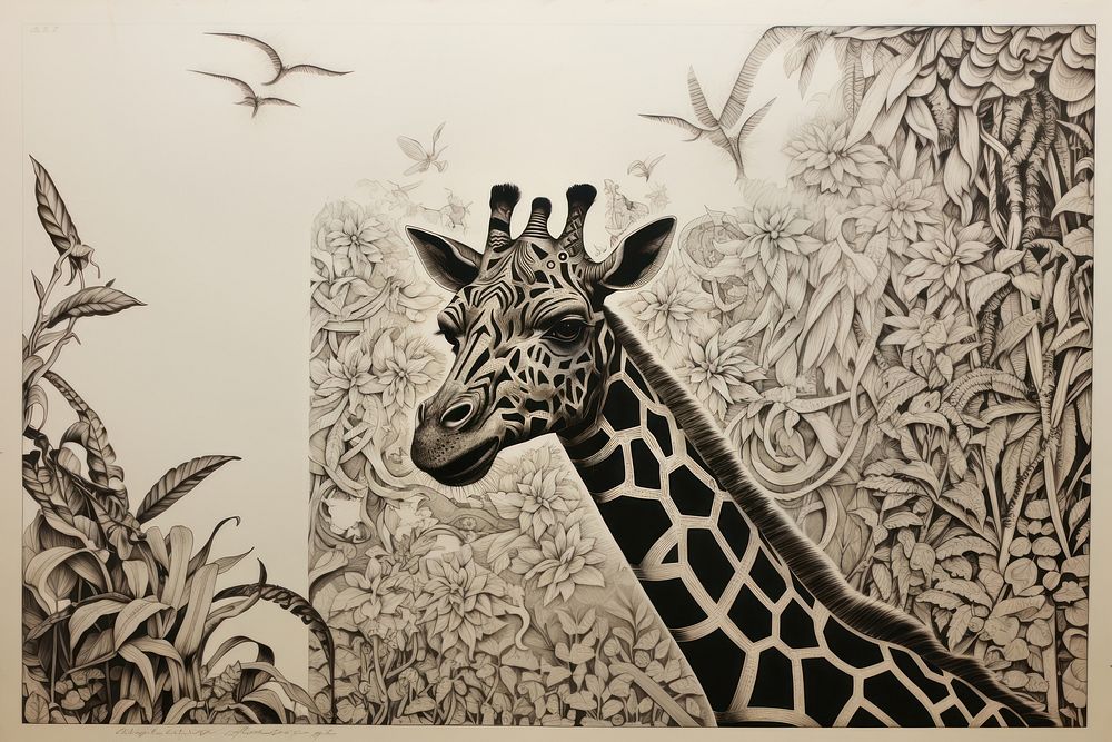 Giraffe drawing giraffe illustrated.
