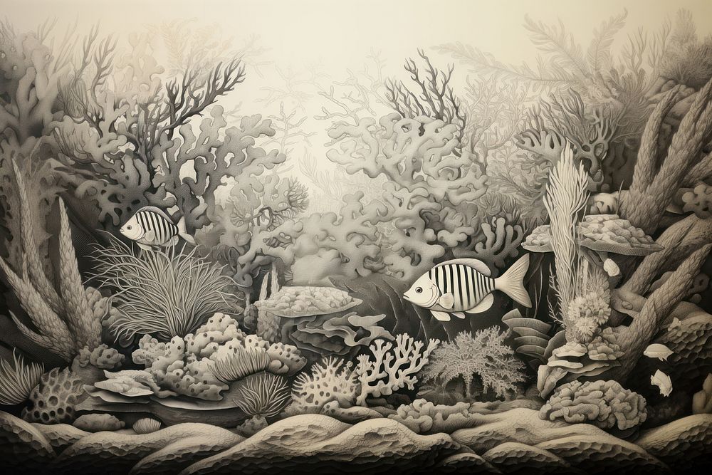 Coral reef drawing illustrated coral reef.