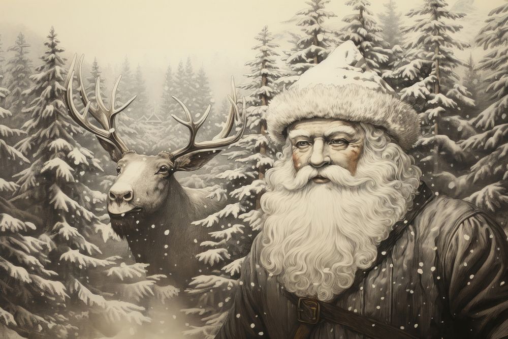 Reindeer and Santa photography vegetation christmas.