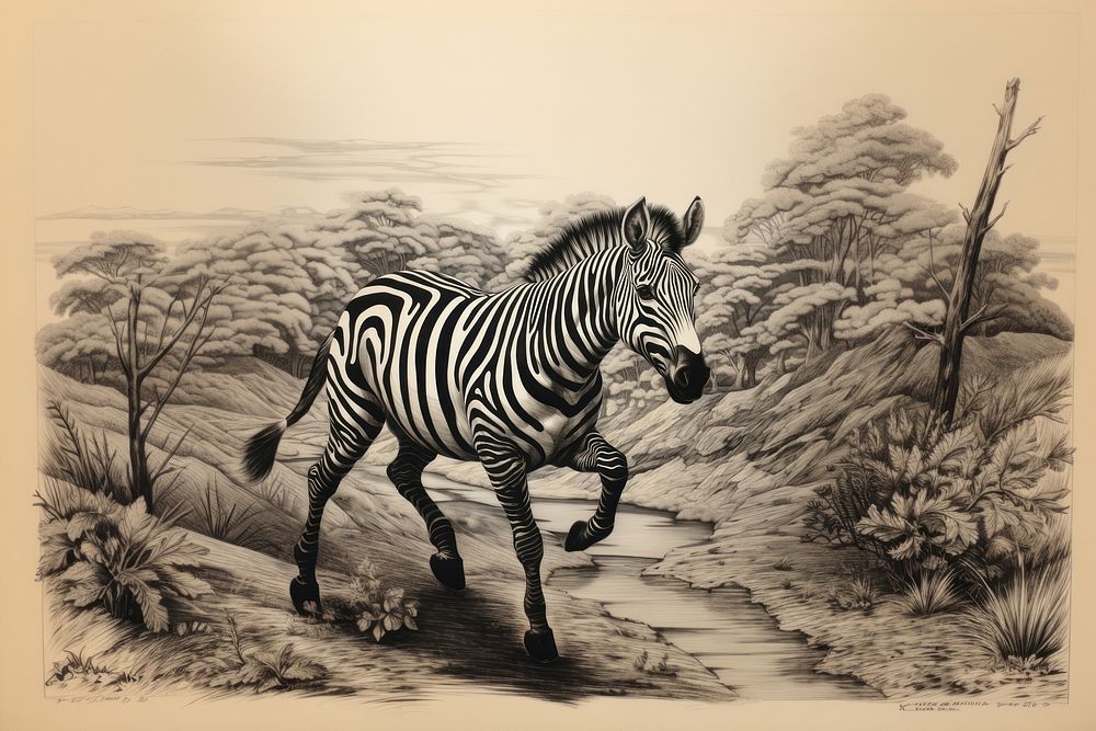 Running Zebra drawing zebra illustrated.