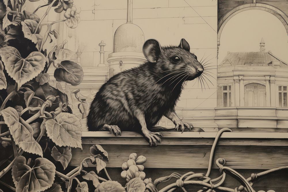 Rat scientist drawing rat illustrated.