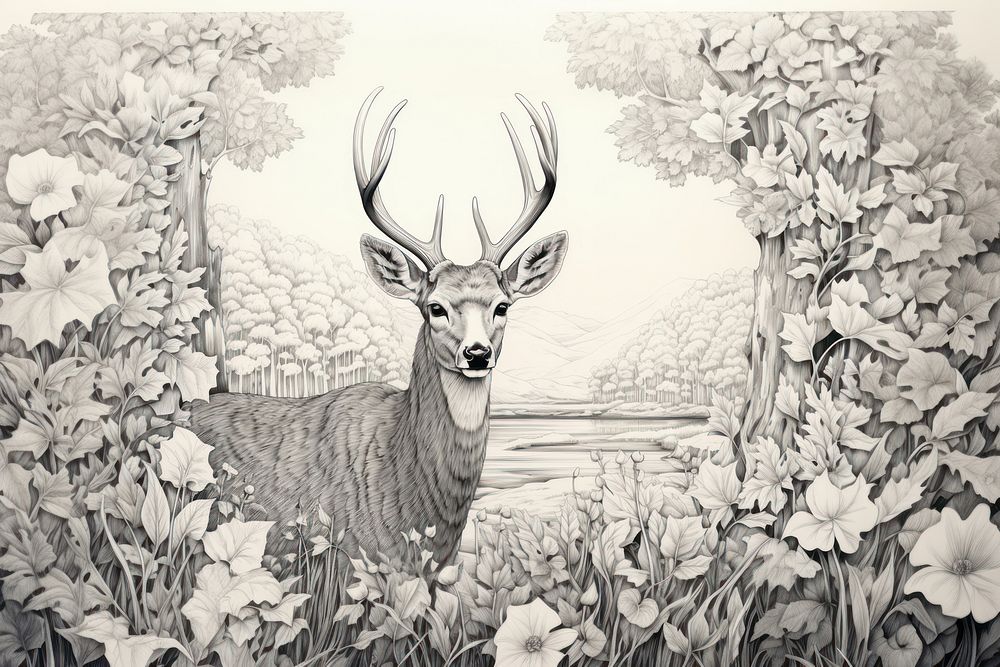 Deer drawing deer illustrated.
