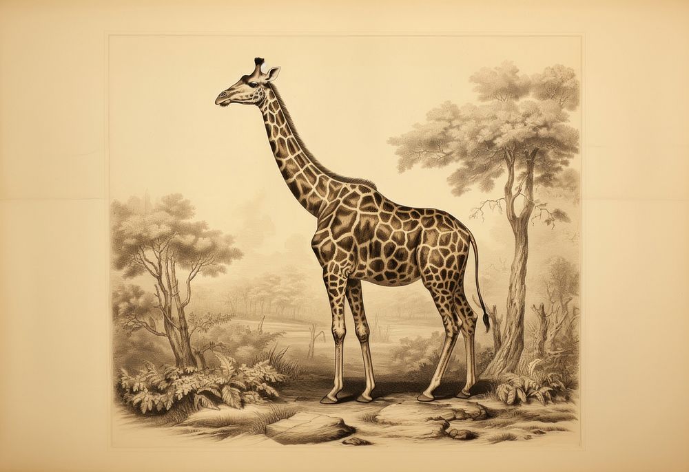 Giraffe giraffe wildlife painting.