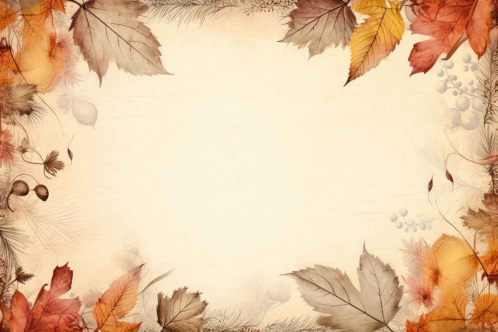 Vintage autumn frame backgrounds plant paper.