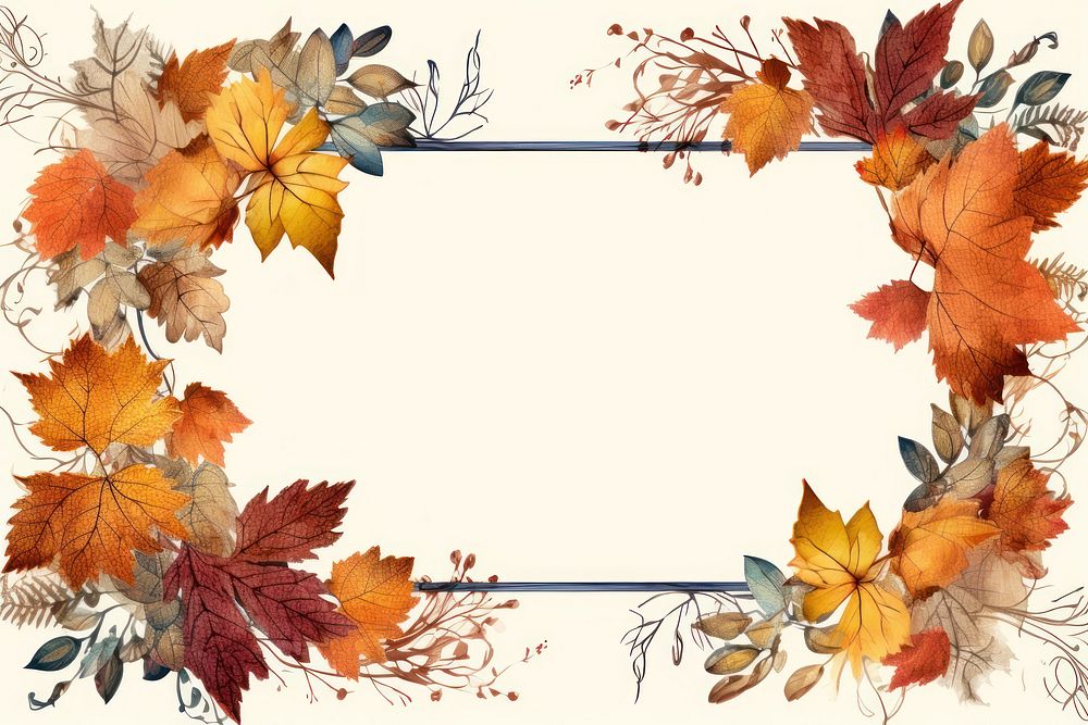 Vintage autumn frame backgrounds plant maple.