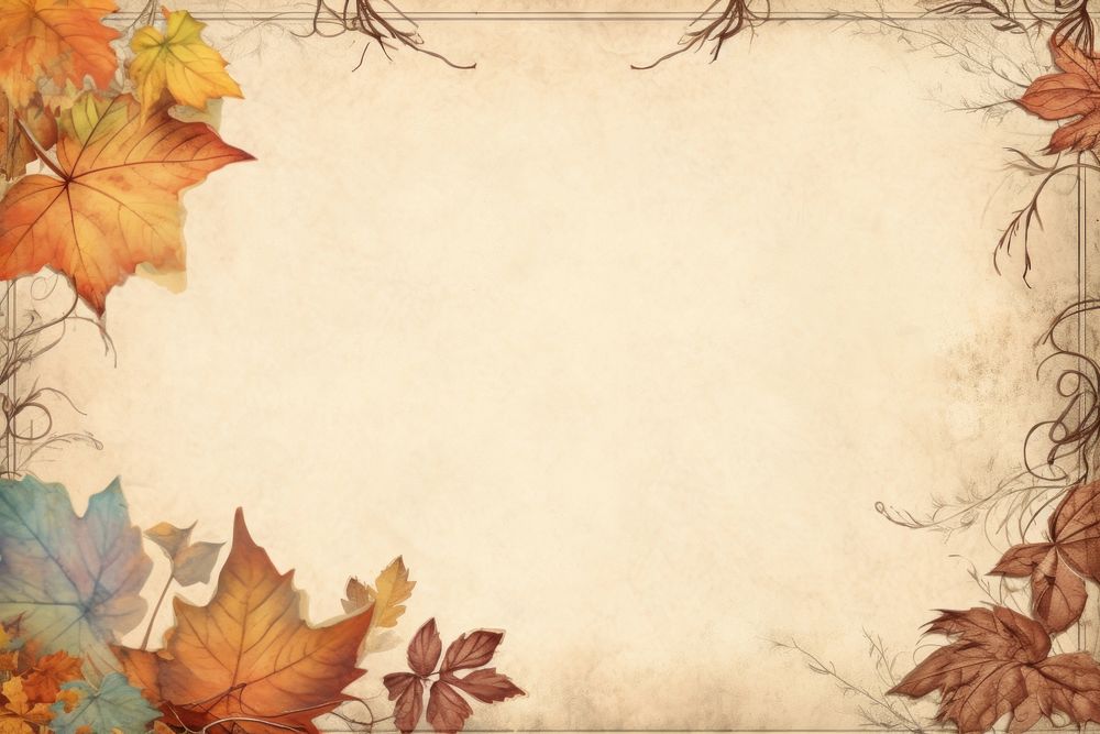 Vintage autumn frame backgrounds plant maple.