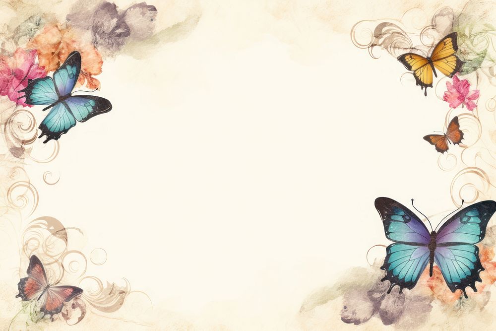 Vintage butterfly frame backgrounds pattern insect.
