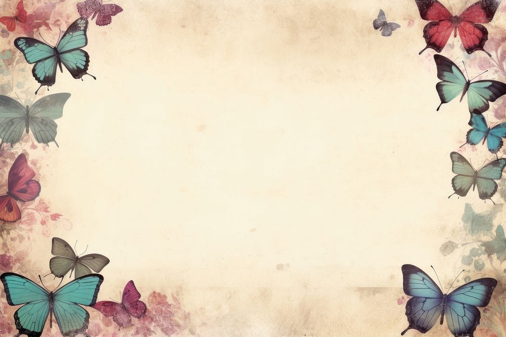Vintage butterfly frame backgrounds insect paper.