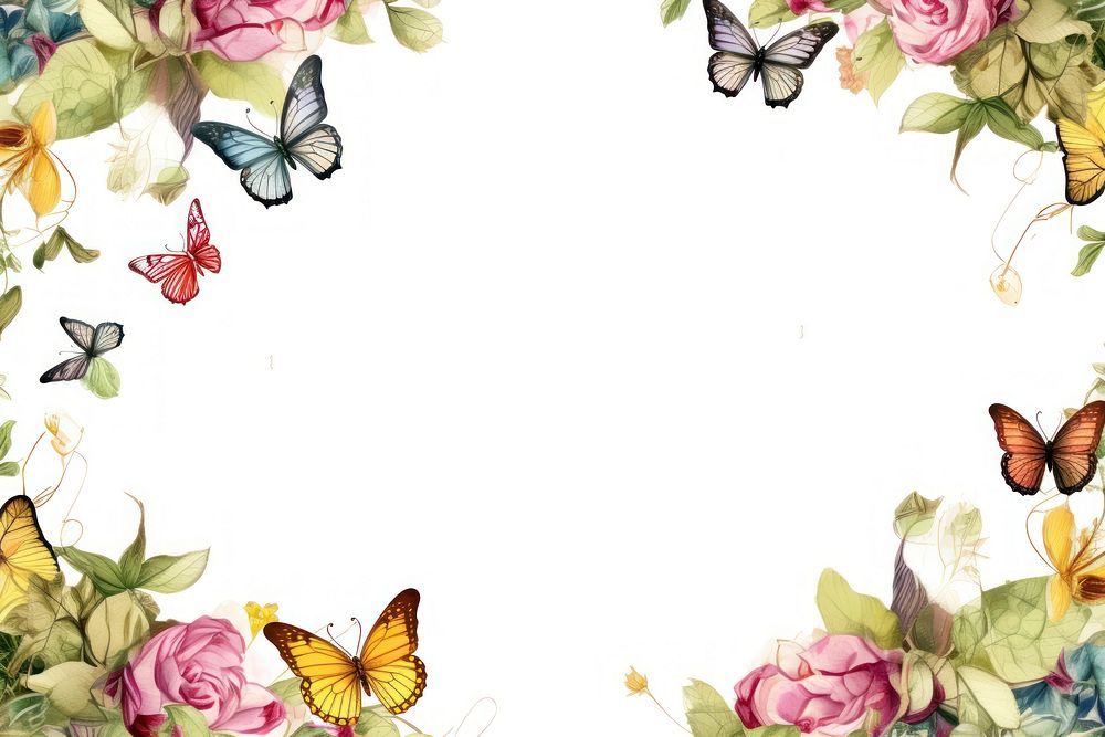 Vintage butterfly frame backgrounds pattern flower.