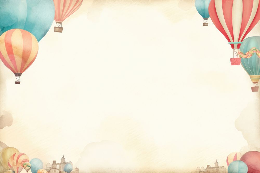 Vintage balloon frame backgrounds aircraft paper.