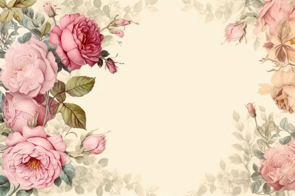 Vintage rose frame backgrounds pattern flower.