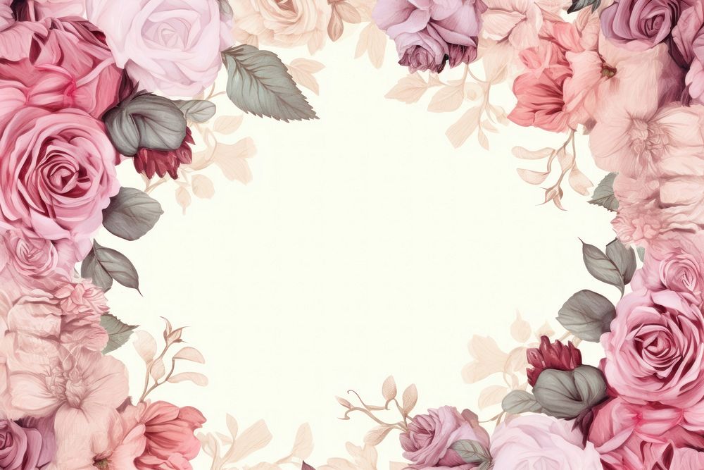 Vintage rose frame backgrounds pattern flower.